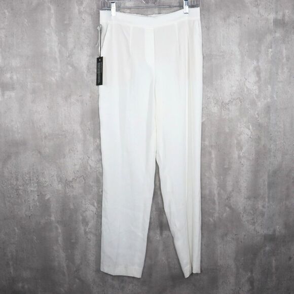 Baboton Pants Womens Size 8 White Conan Trouser Mid Rise‎ Slim Pleated NWT - Picture 1 of 12
